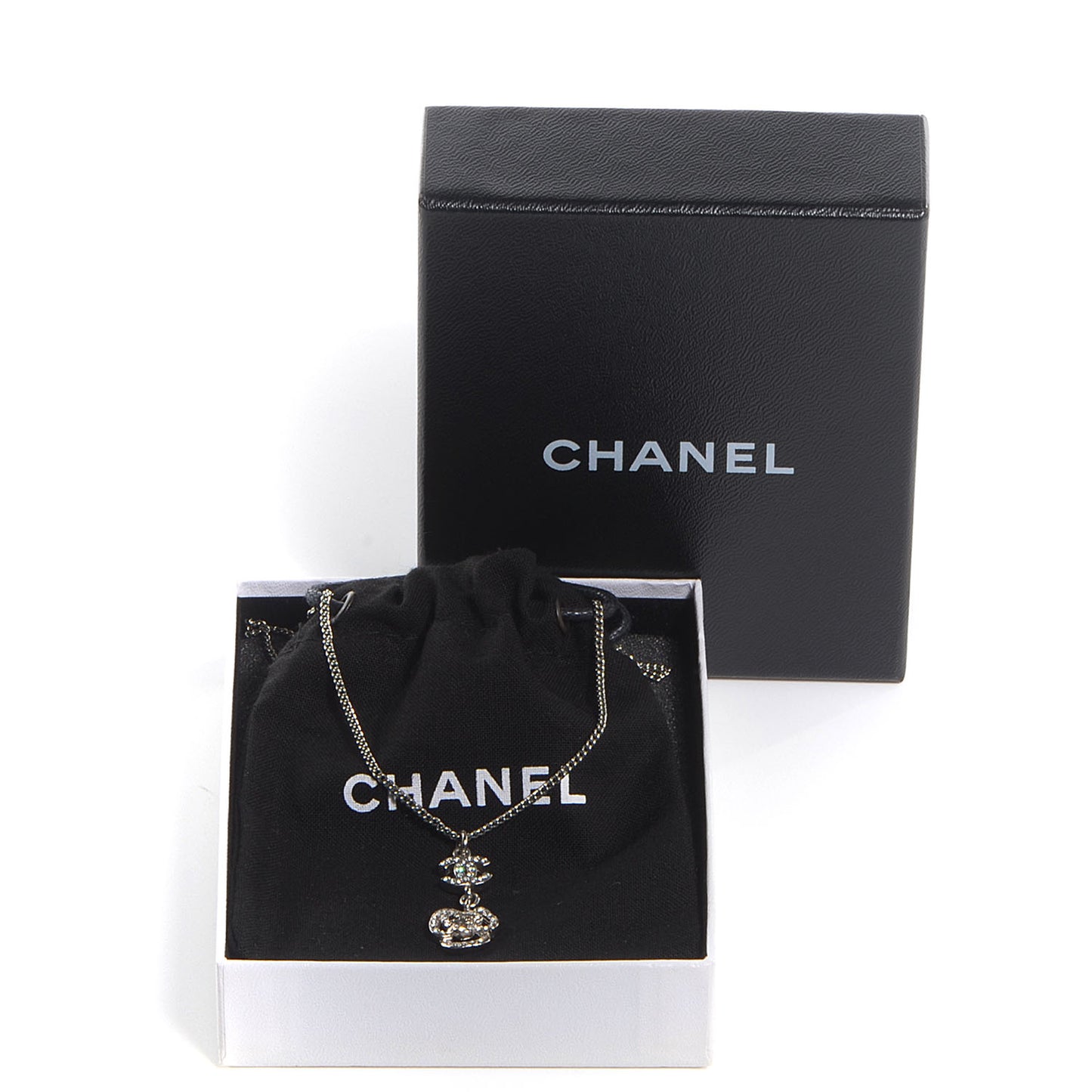 Crystal CC Camellia Necklace Silver