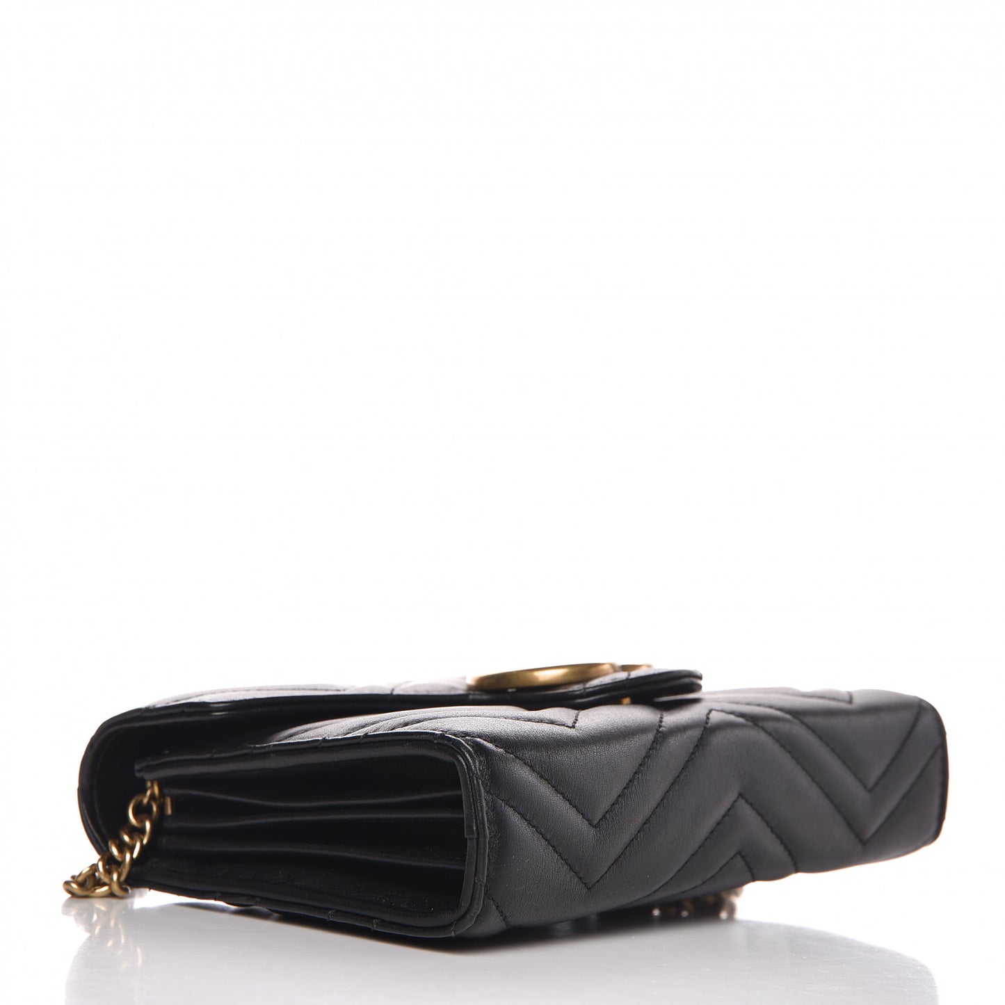 Calfskin Matelasse GG Marmont Chain Wallet Black