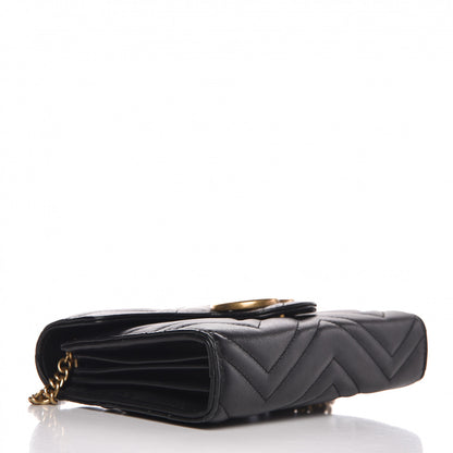 Gucci Calfskin Matelasse GG Marmont Chain Wallet Black 3 of 7