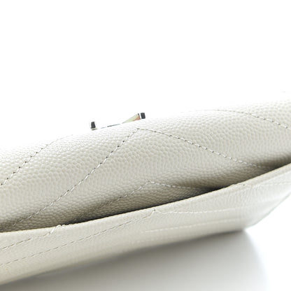 Saint Laurent Grain De Poudre Matelasse Chevron Small Monogram Envelope Wallet Crema Soft 10 of 11