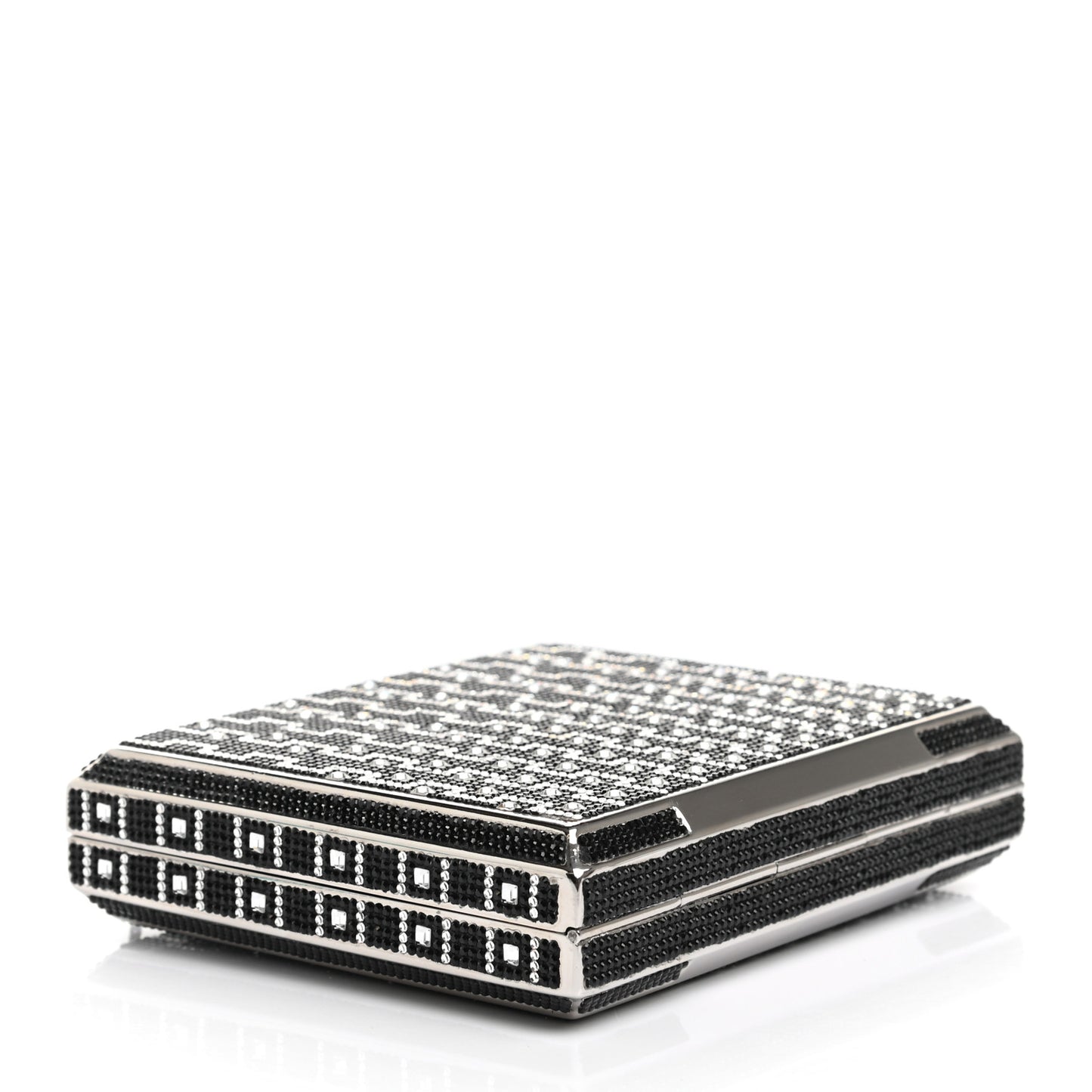 Crystal Minaudiere Clutch Black Silver