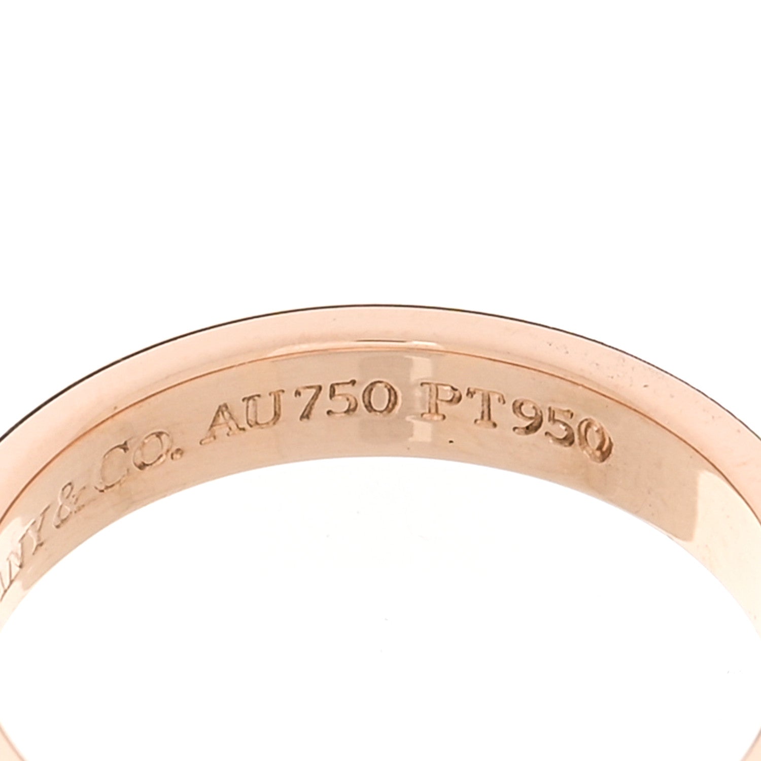 Tiffany Platinum 18K Rose Gold 3mm Together Milgrain Wedding Band Ring 50 5.5 5 of 5