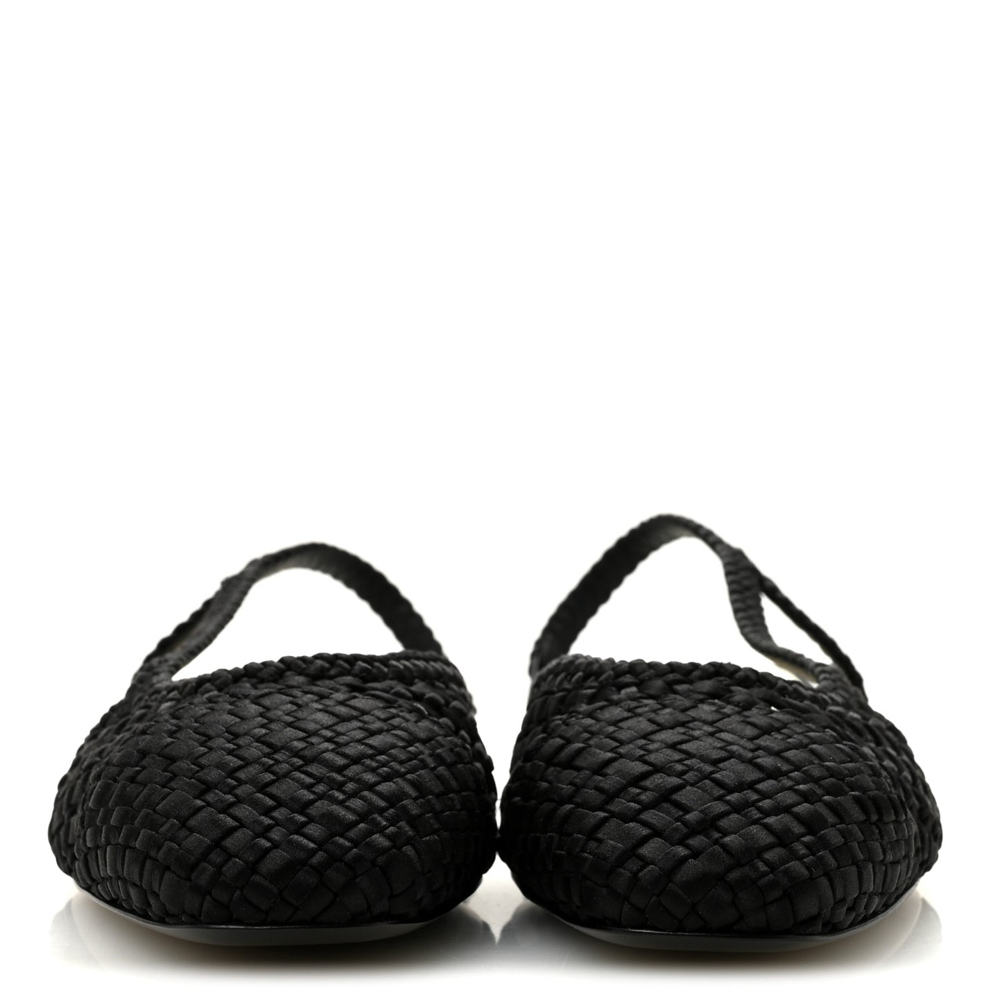 Satin Braided Slingback Flats 39.5 Black