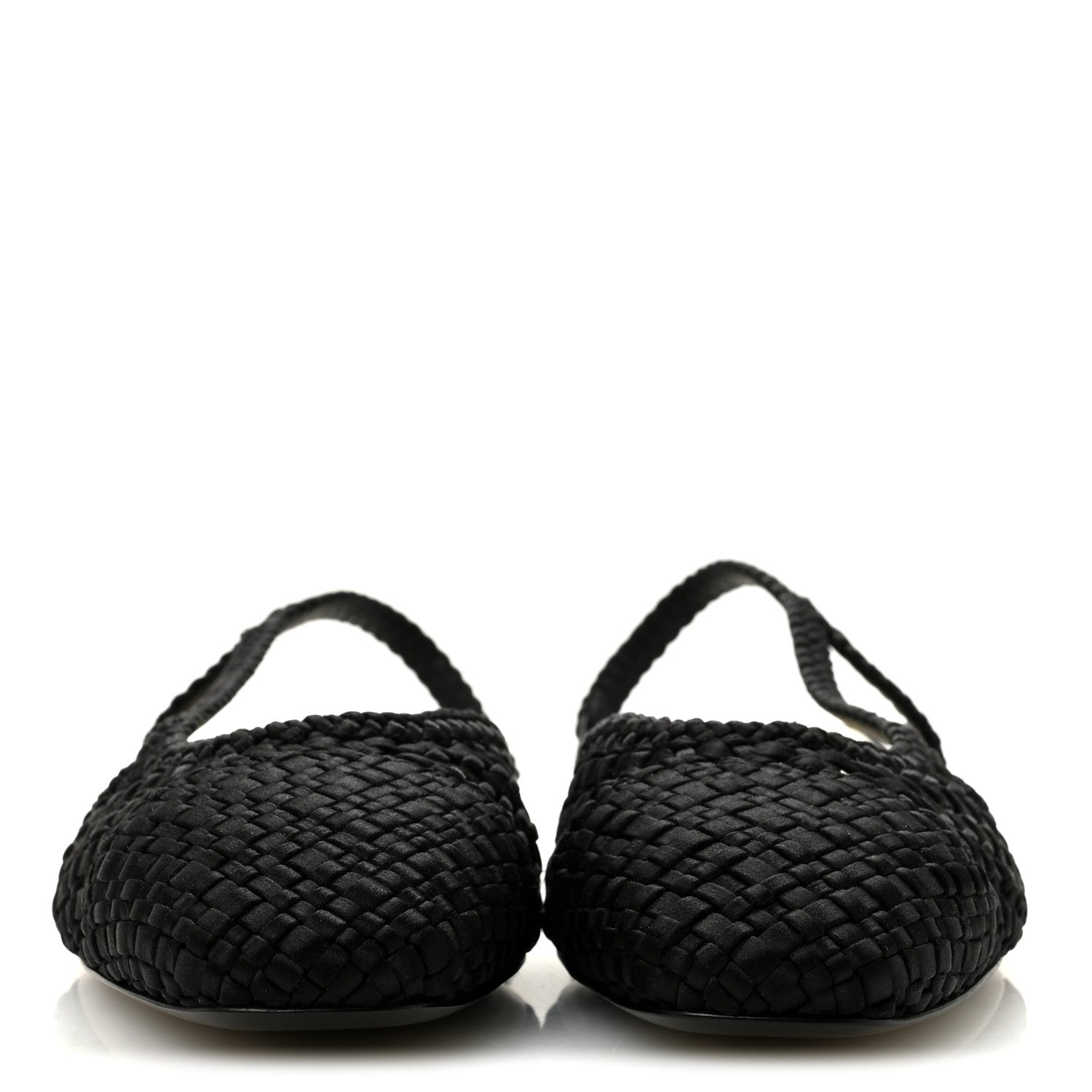 Chanel Satin Braided Slingback Flats 39.5 Black 3 of 9
