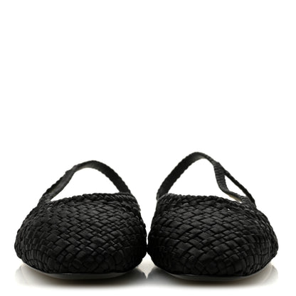 Chanel Satin Braided Slingback Flats 39.5 Black 3 of 9