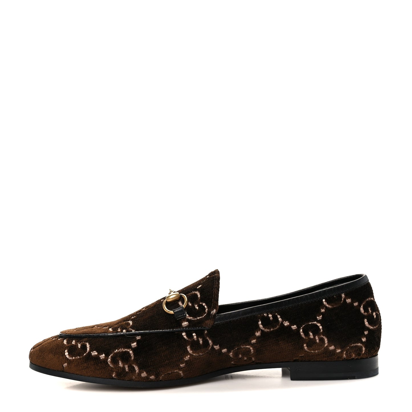 Velvet GG Monogram Horsebit Womens Jordaan Loafers 40 Brown Black