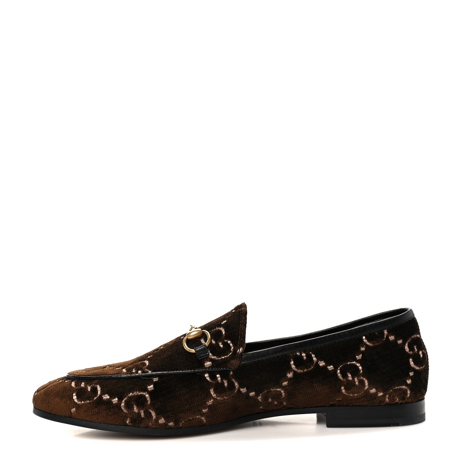Gucci Velvet GG Monogram Horsebit Womens Jordaan Loafers 40 Brown Black 1 of 9