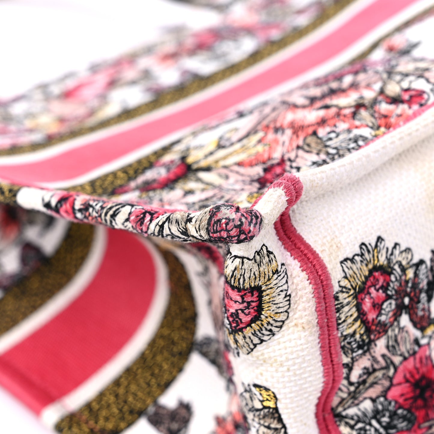 Canvas Embroidered Medium Butterfly Print Book Tote Multicolor