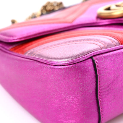 Gucci Metallic Calfskin Matelasse Small GG Marmont Shoulder Bag Fuchsia 7 of 12
