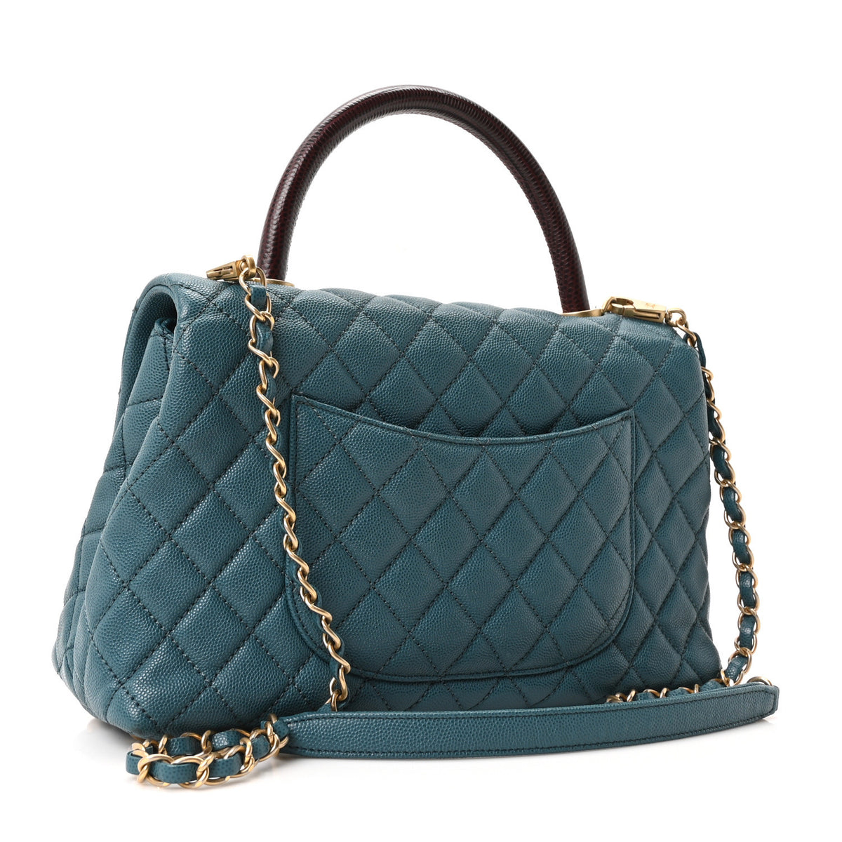 Caviar Quilted Medium Coco Lizard Embossed Handle Flap