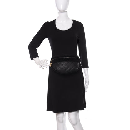 Chanel Calfskin Fur Quilted Waist Bag Fanny Pack Black 2 of 11