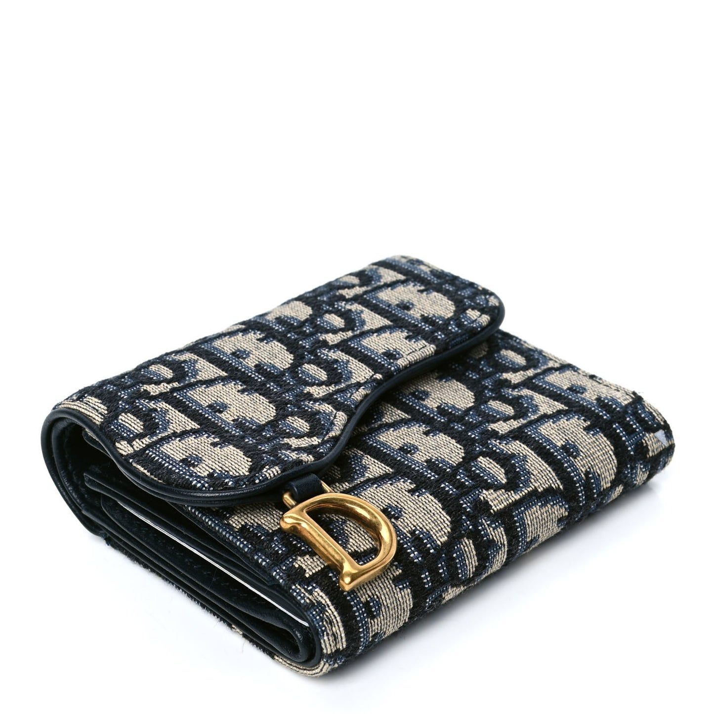 Oblique Saddle Lotus Wallet Blue