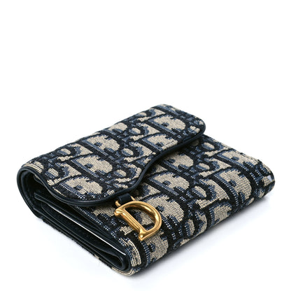 Christian Dior Oblique Saddle Lotus Wallet Blue 3 of 4
