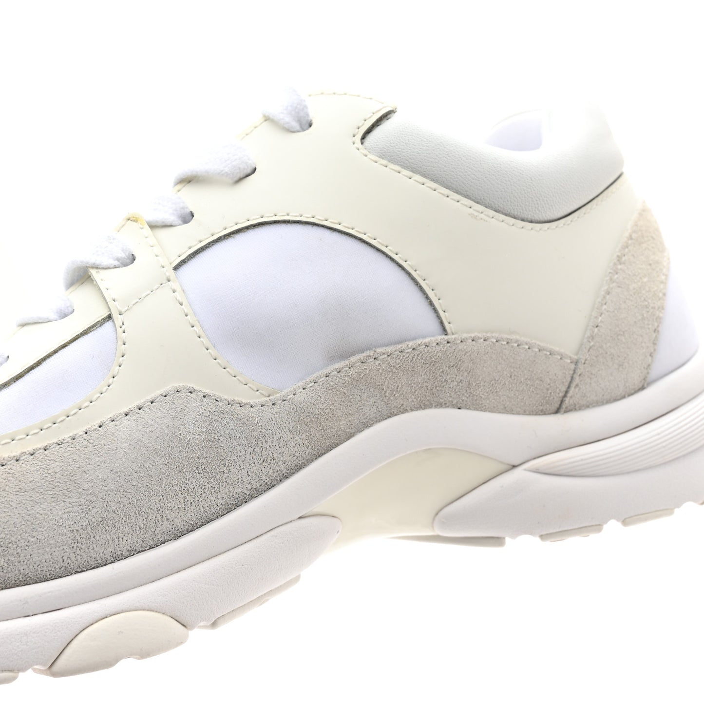 Suede Calfskin Fabric CC Sneakers 36 White