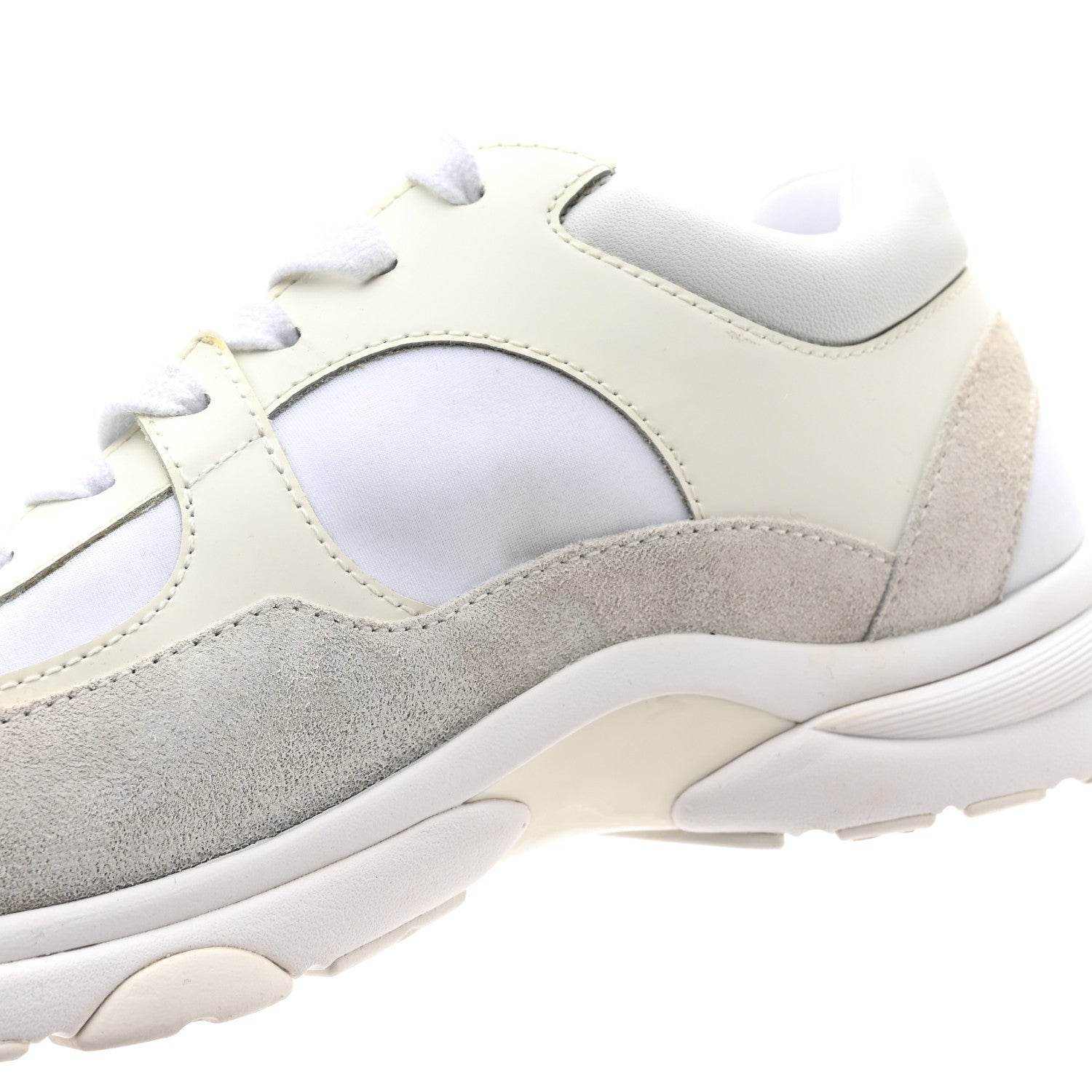 Chanel Suede Calfskin Fabric CC Sneakers 36 White 8 of 12
