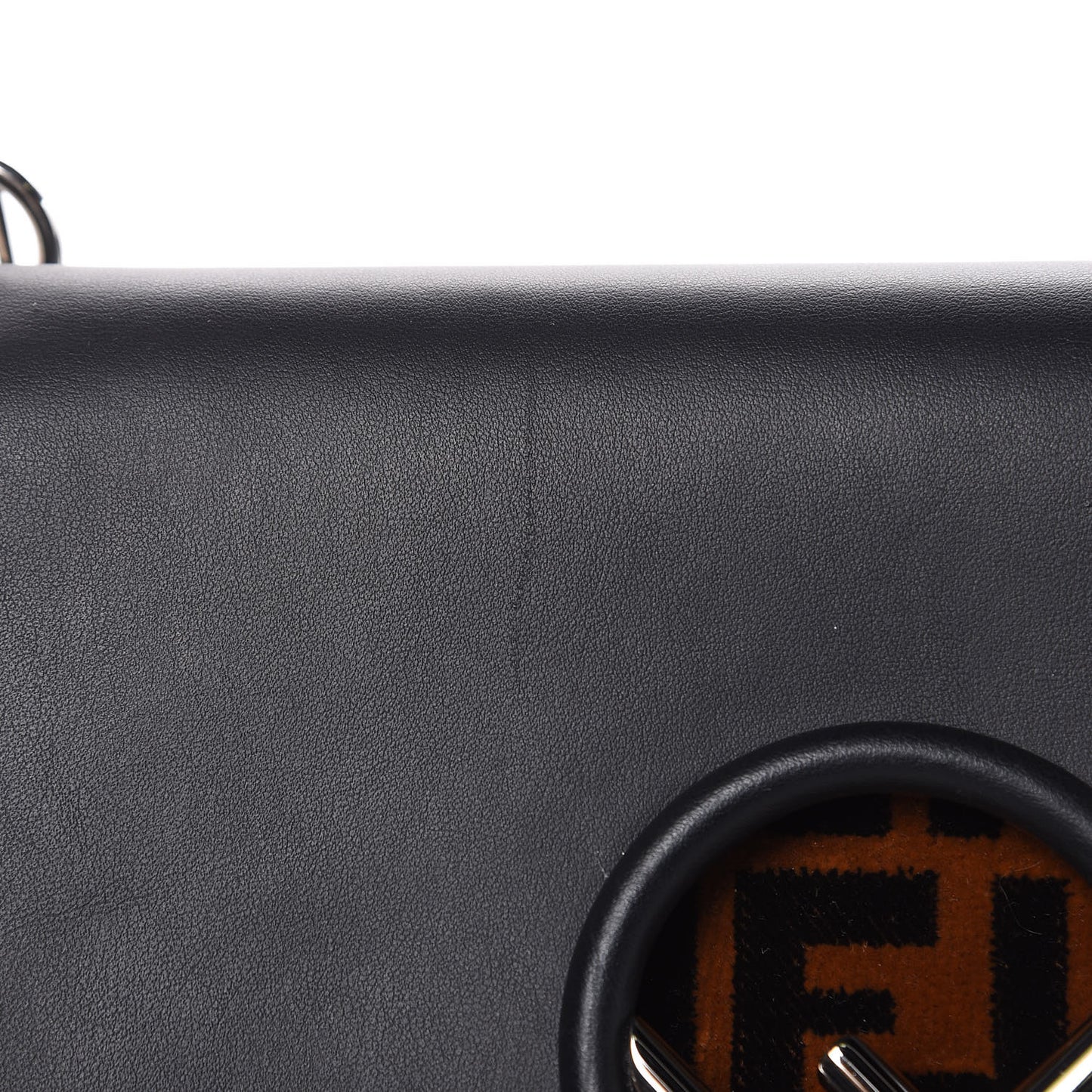 Vitello Century Velvet F is Fendi FF Kan I Shoulder Bag Black Tobacco