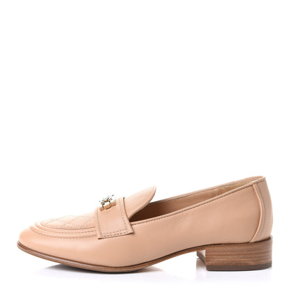 Chanel Lambskin Quilted Womens CC Loafers 37 Beige 1 of 8