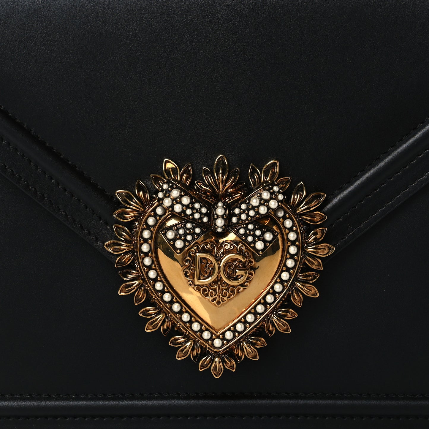 Smooth Calfskin Medium Devotion Envelope Top Handle Bag Black