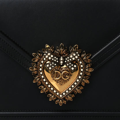 Dolce & Gabbana Smooth Calfskin Medium Devotion Envelope Top Handle Bag Black 7 of 9