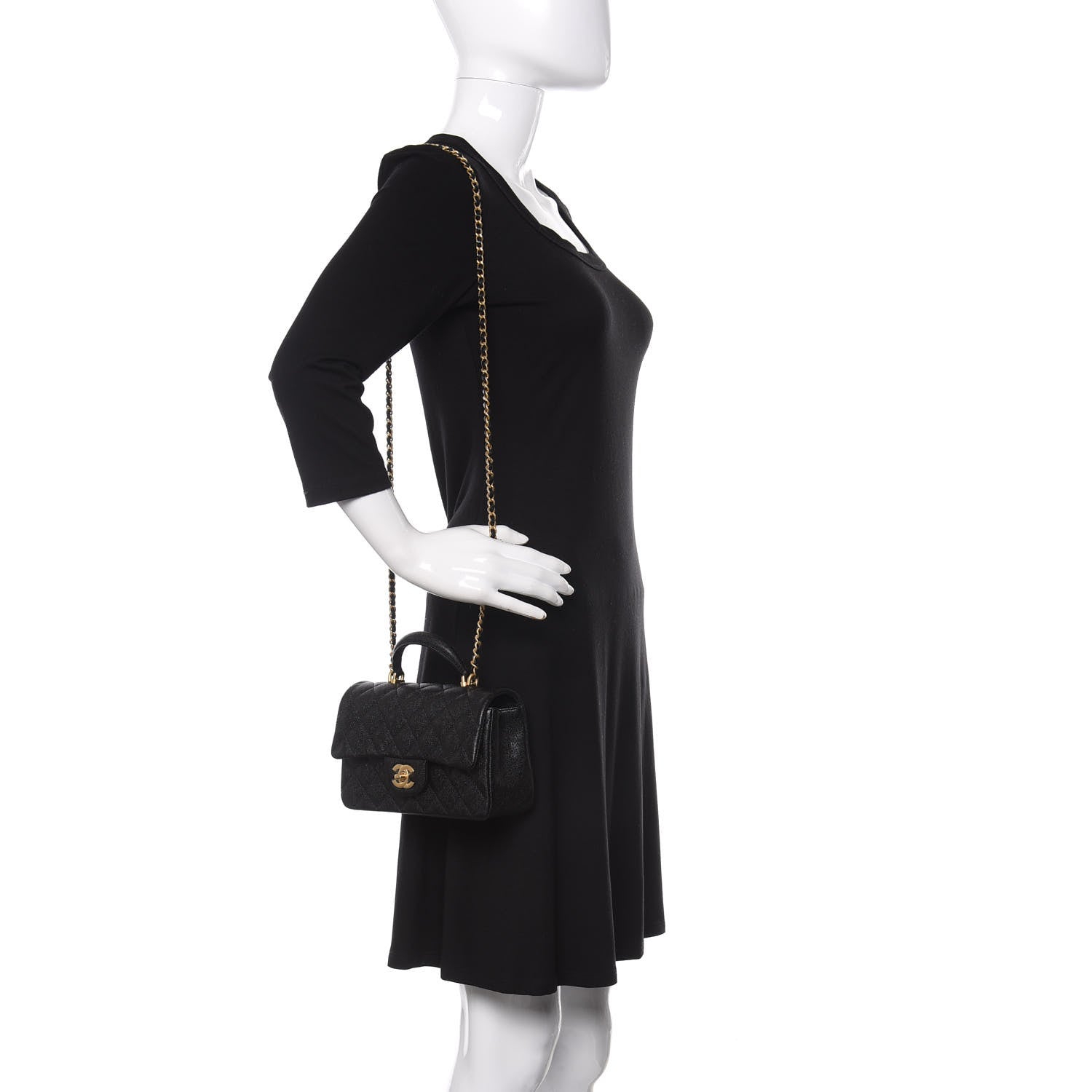 Chanel Caviar Quilted Mini Top Handle Rectangular Flap Black 2 of 9