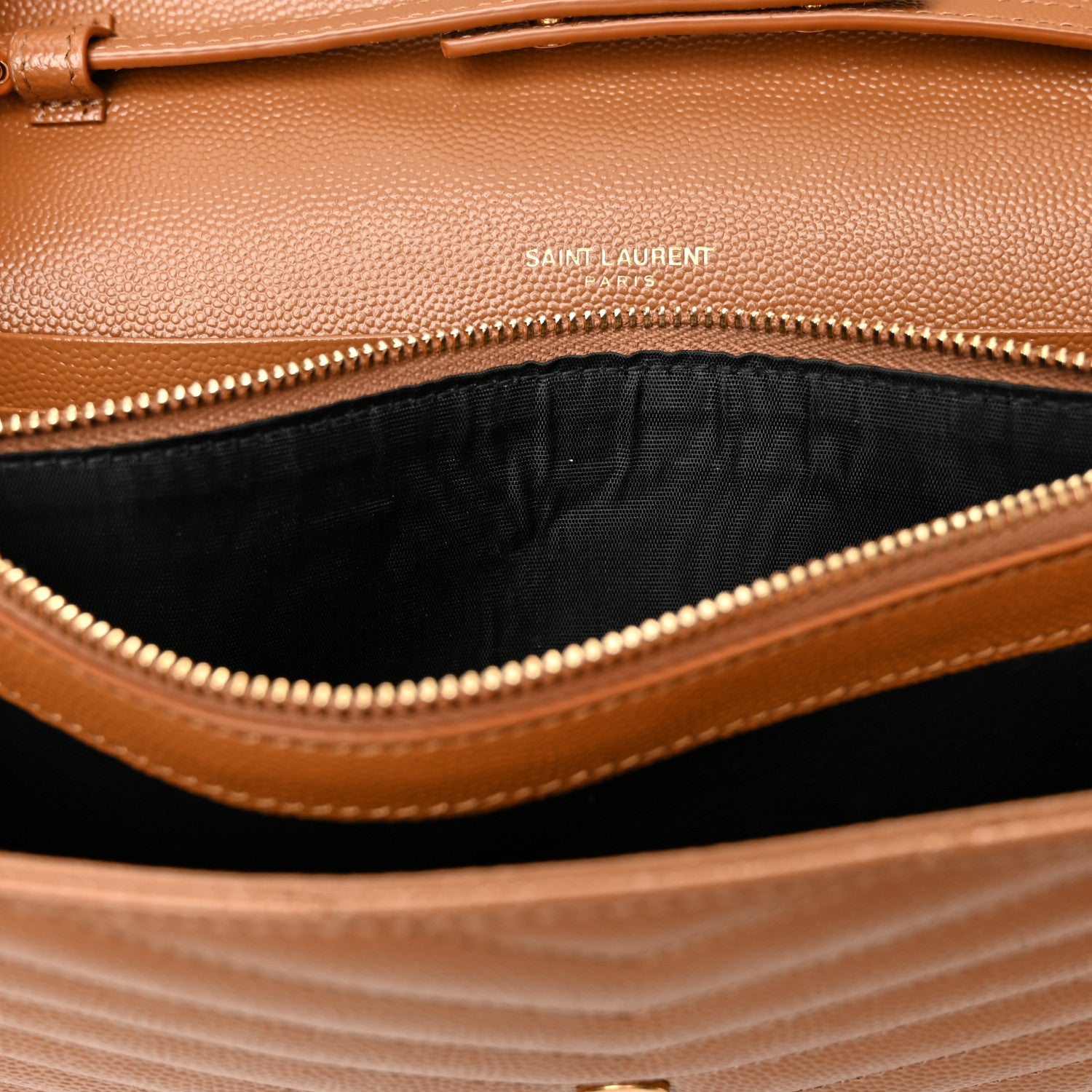 Saint Laurent Grain De Poudre Matelasse Chevron Cassandre Chain Wallet Cork 12 of 13