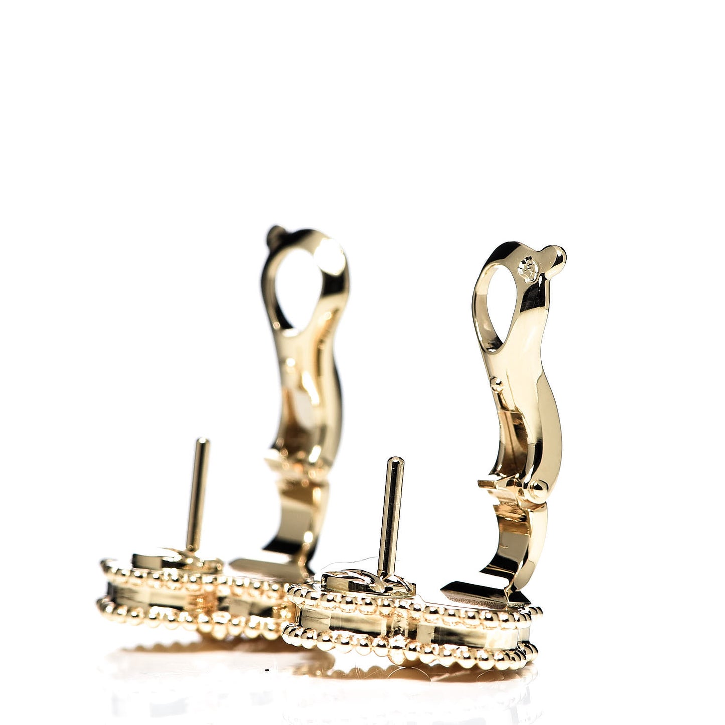 18K Yellow Gold Guilloche Vintage Alhambra Earrings