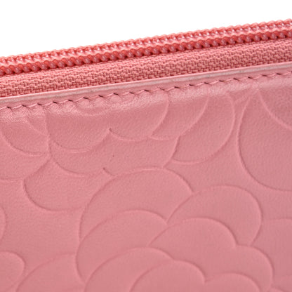 Chanel Lambskin Camellia Embossed Zip Around Organizer Wallet Pink 19 of 22