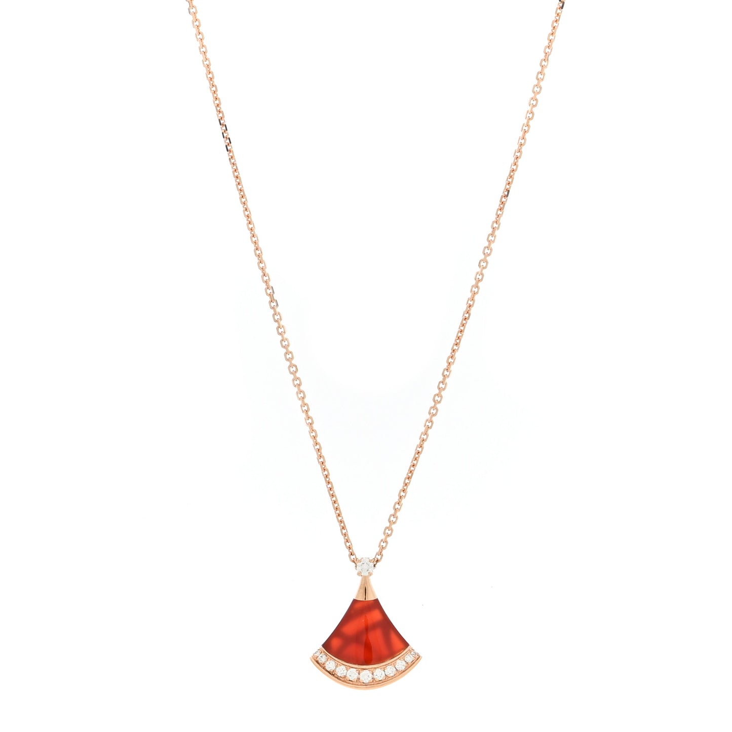 18K Rose Gold Diamond Carnelian Divas' Dream Pave Pendant Necklace