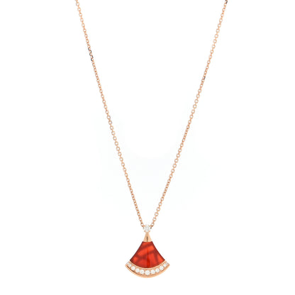 Bulgari 18K Rose Gold Diamond Carnelian Divas' Dream Pave Pendant Necklace 1 of 4