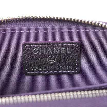 Chanel Metallic Lambskin Quilted Zip Around Coin Purse Wallet Purple 6 of 8