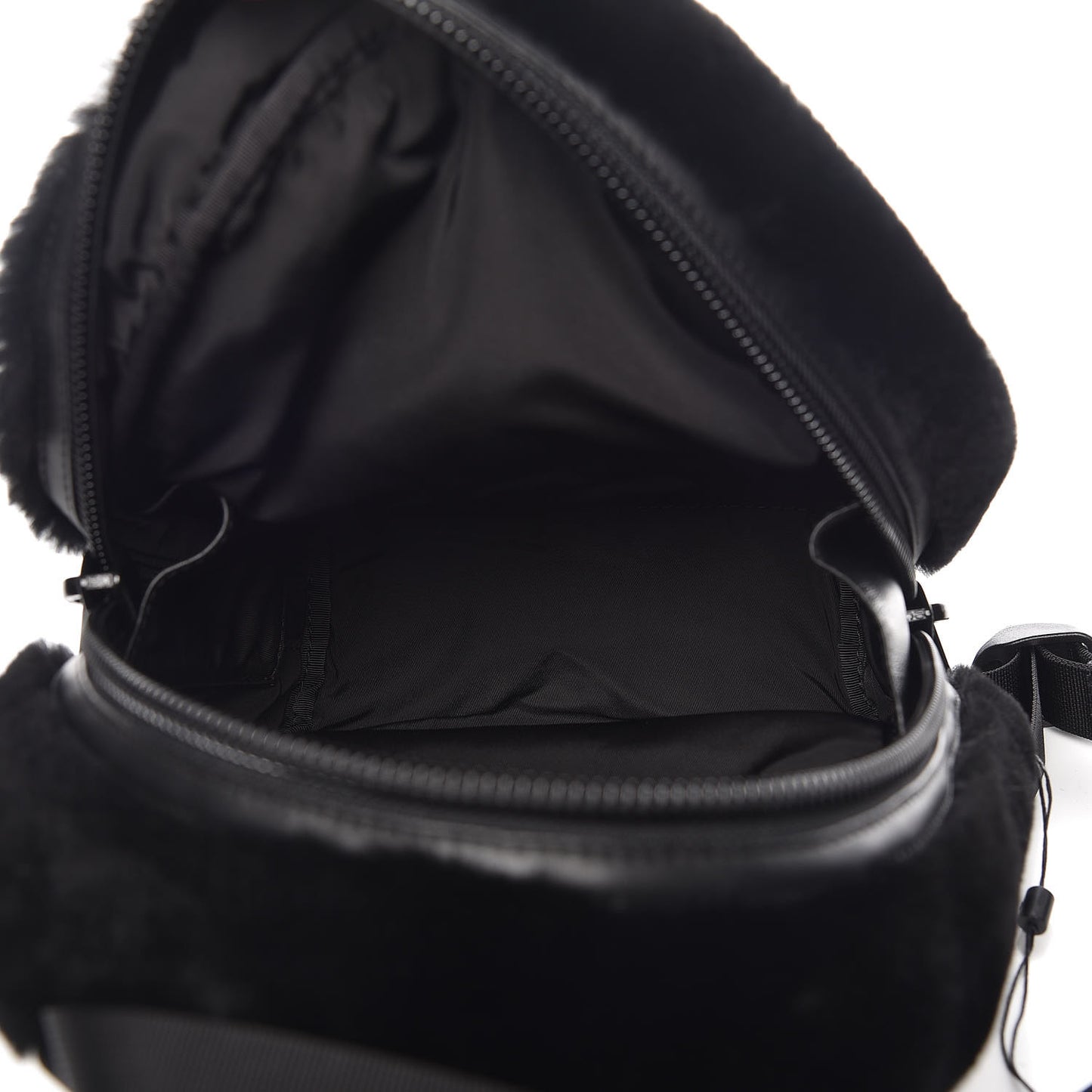 Shearling Rubberized Lambskin Backpack Black