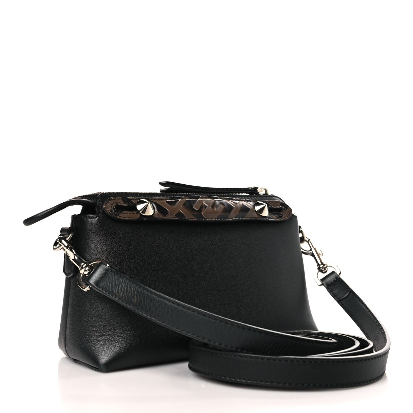 Vitello Dolce Bi-Color FF 1974 Embossed Mini By The Way Boston Bag Black Maya