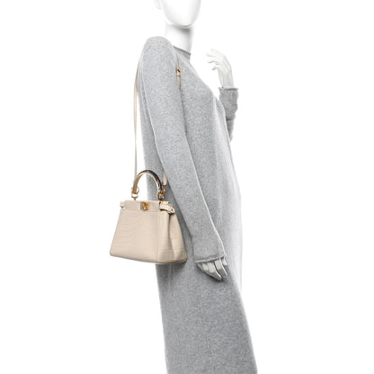 Fendi Crocodile Mini Peekaboo Iconic Satchel Beige Tortoise 2 of 9