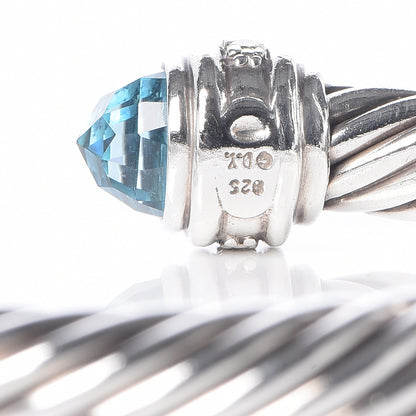 David Yurman Sterling Silver Blue Topaz Diamond 7mm Cable Classics Bracelet 5 of 6