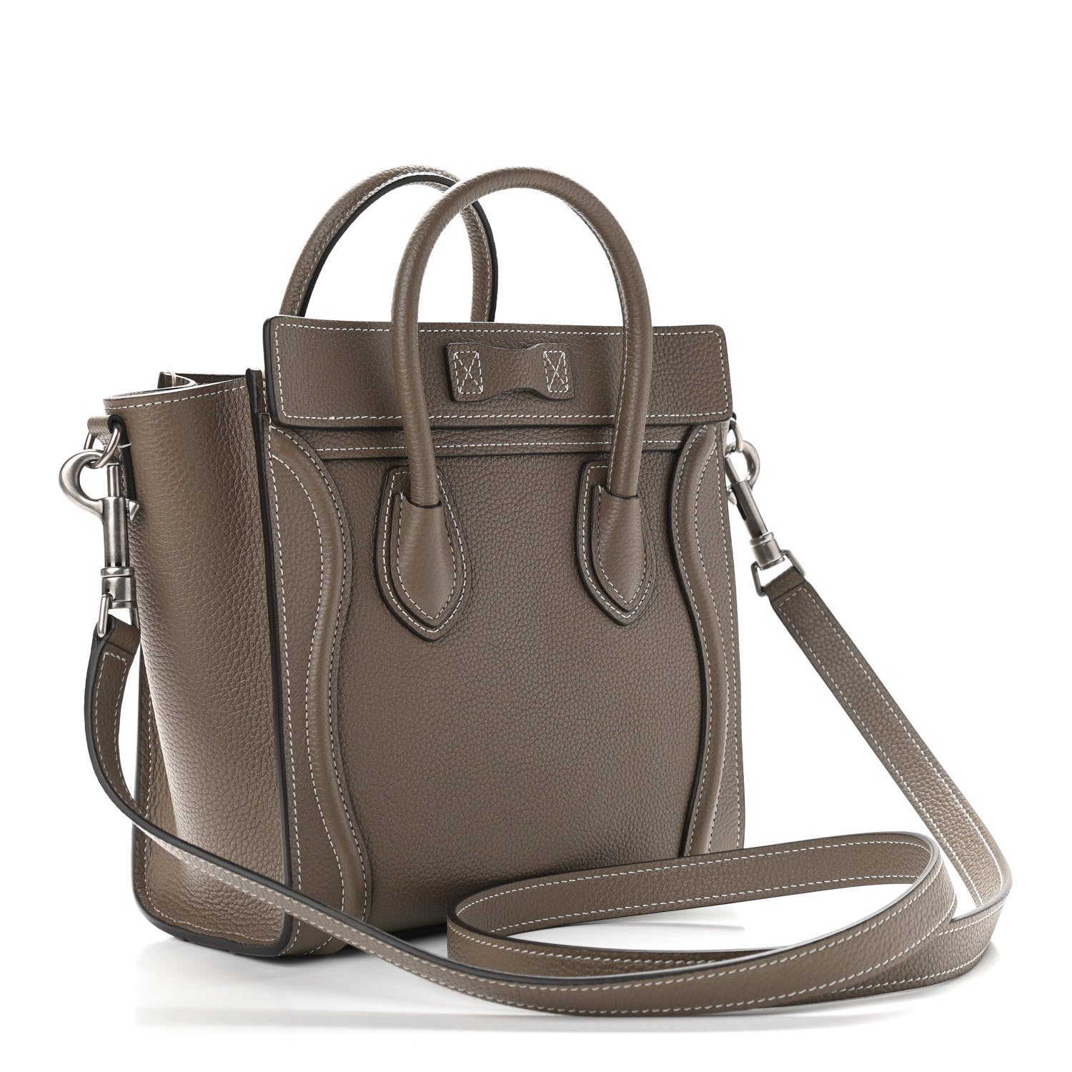 Celine Drummed Calfskin Nano Luggage Souris 3 of 11