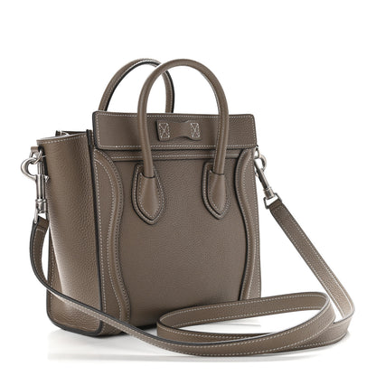 Celine Drummed Calfskin Nano Luggage Souris 3 of 11
