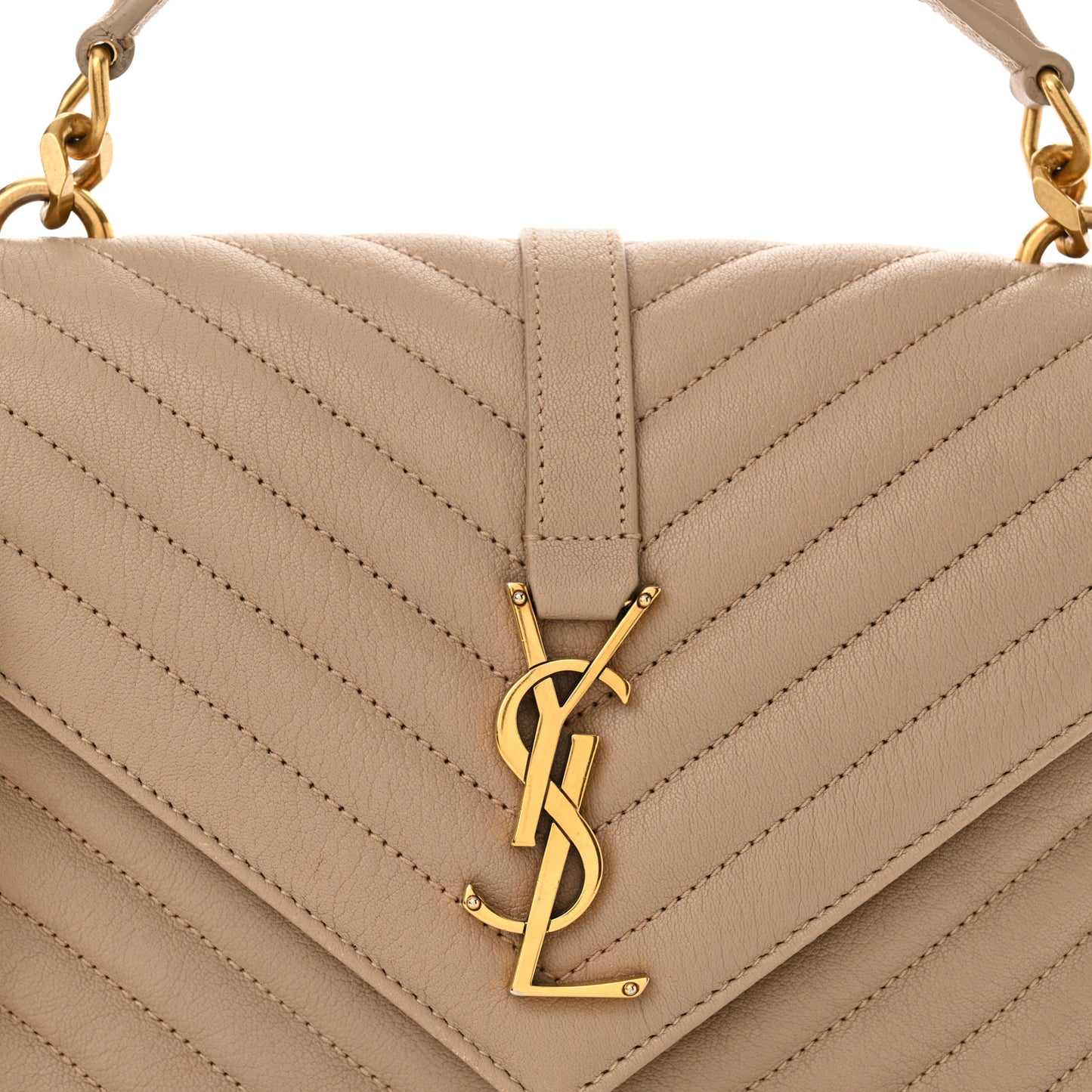 Sheepskin Matelasse Chevron Monogram Medium College Bag Dark Beige