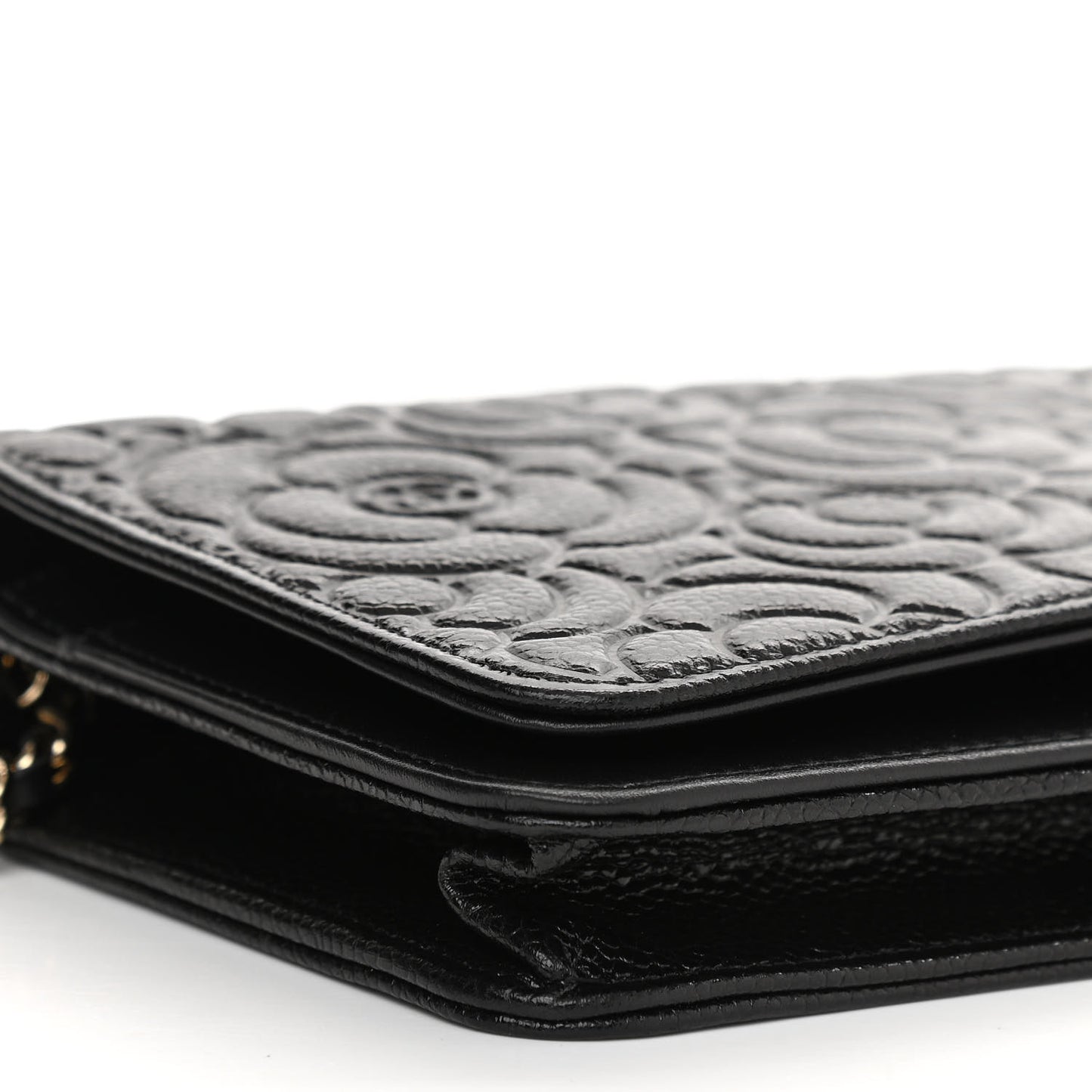 Caviar Camellia Embossed Wallet On Chain WOC Black