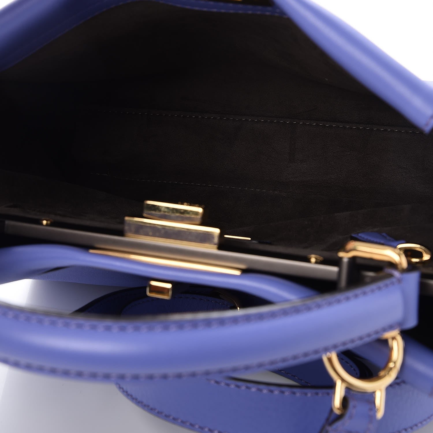 Fendi Vitello Seta Medium Peekaboo Iconic Satchel Viola Cassis 7 of 7