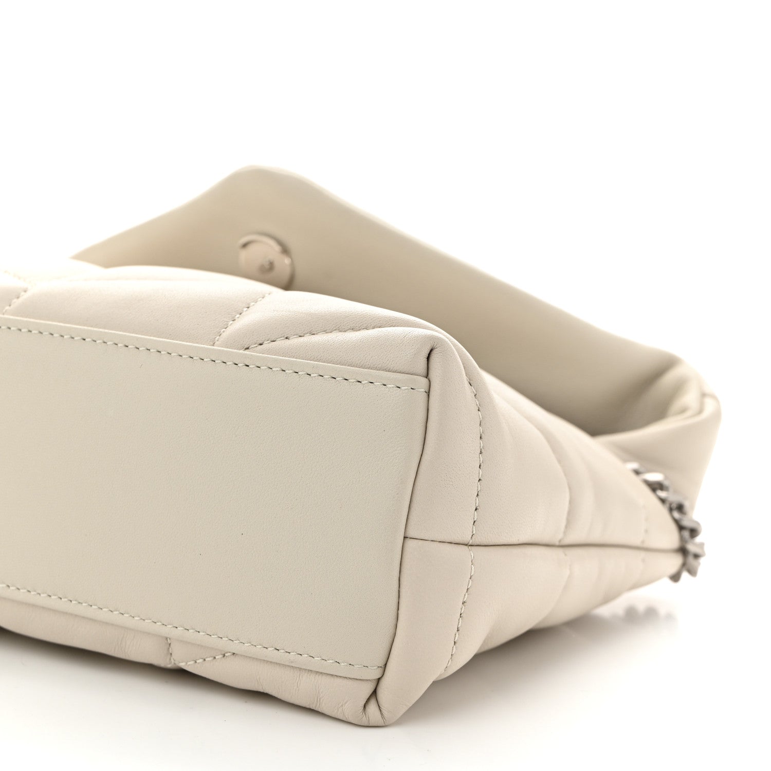 Saint Laurent Lambskin Quilted Toy Loulou Puffer Monogram Chain Satchel Crema Soft 10 of 10