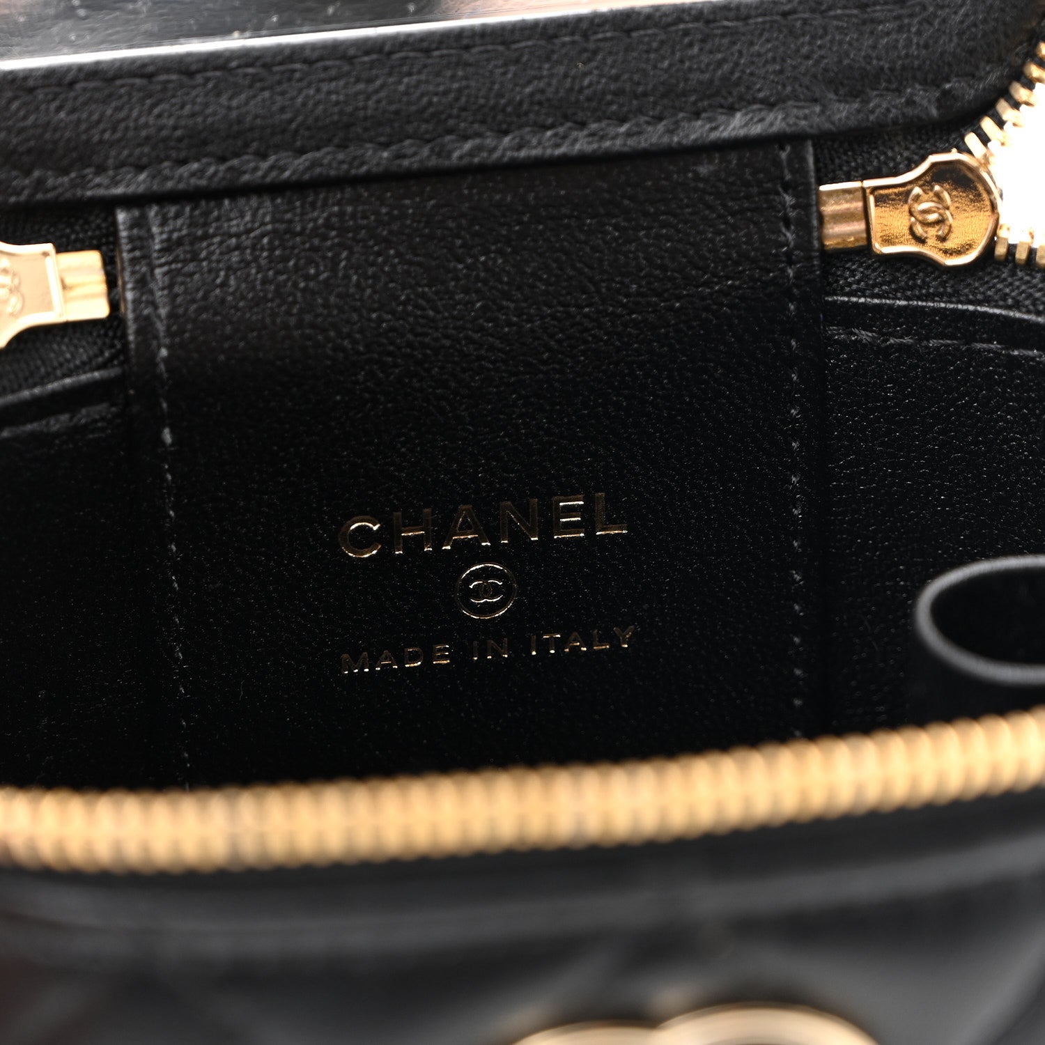 Chanel Lambskin Quilted Mini Enamel Vanity Case With Chain Black 6 of 11