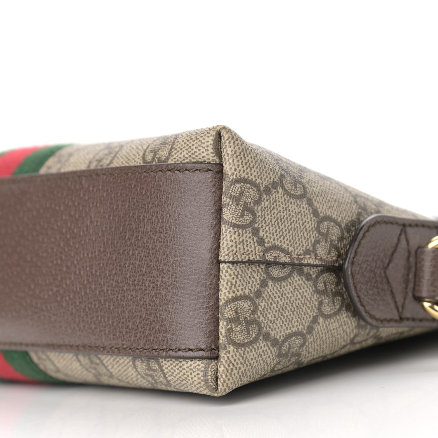 Gucci GG Supreme Monogram Textured Dollar Calfskin Web Small Ophidia Dome Shoulder Bag Beige Ebony New Acero 10 of 16