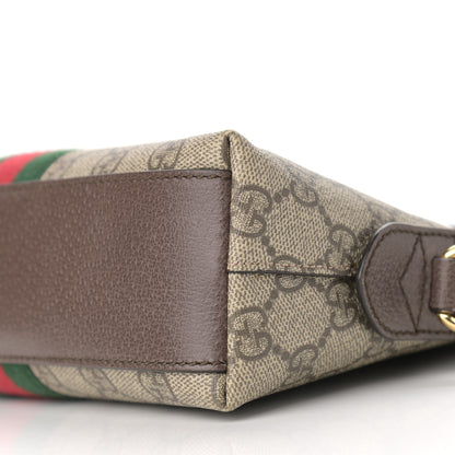 Gucci GG Supreme Monogram Textured Dollar Calfskin Web Small Ophidia Dome Shoulder Bag Beige Ebony New Acero 10 of 16
