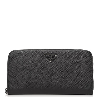 Prada Saffiano Zip Around Wallet Nero Black 1 of 8