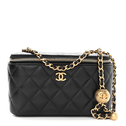 Chanel Lambskin Quilted Small Pearl Crush Vanity Case With Chain Black 1 of 10