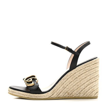 Gucci Galassia Aitana Espadrille 10/95mm Wedge Sandals 36.5 Black 1 of 12