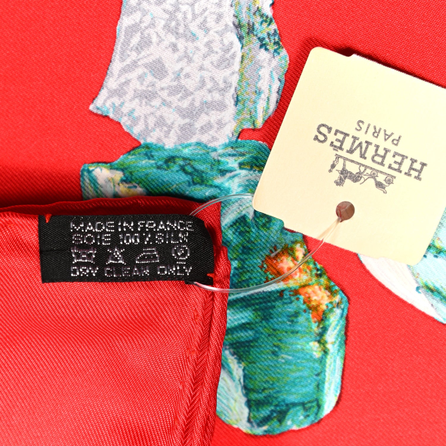 Hermes Silk Mineraux Scarf 90 Rouge Bleu Vert 3 of 5