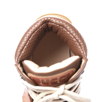 Gucci X SEGA Suede Calfskin GG Monogram Womens Flashtrek High-Top Sneakers 38 New Cuir Beige Ruggine 8 of 9