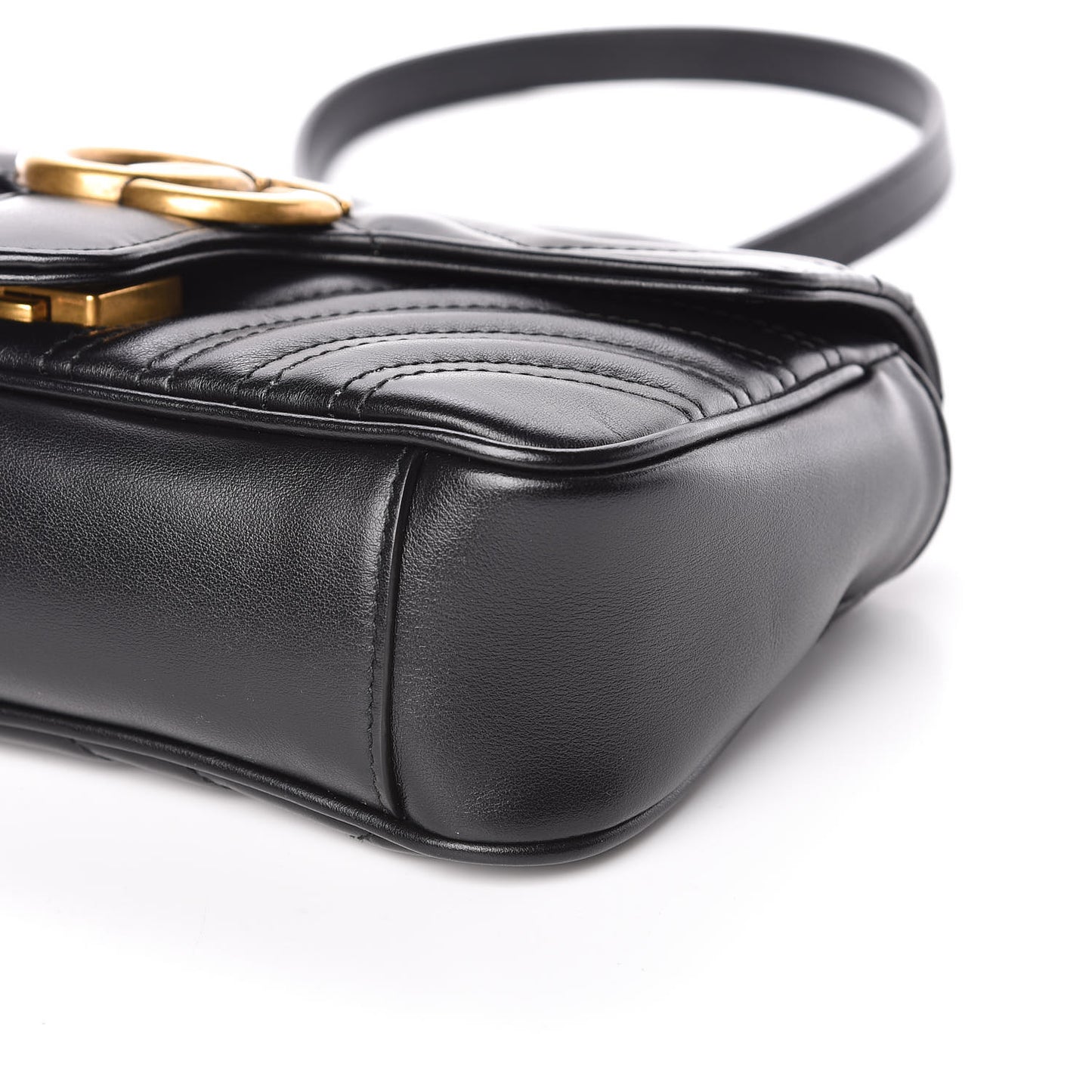 Calfskin Matelasse Mini GG Marmont Shoulder Bag Black