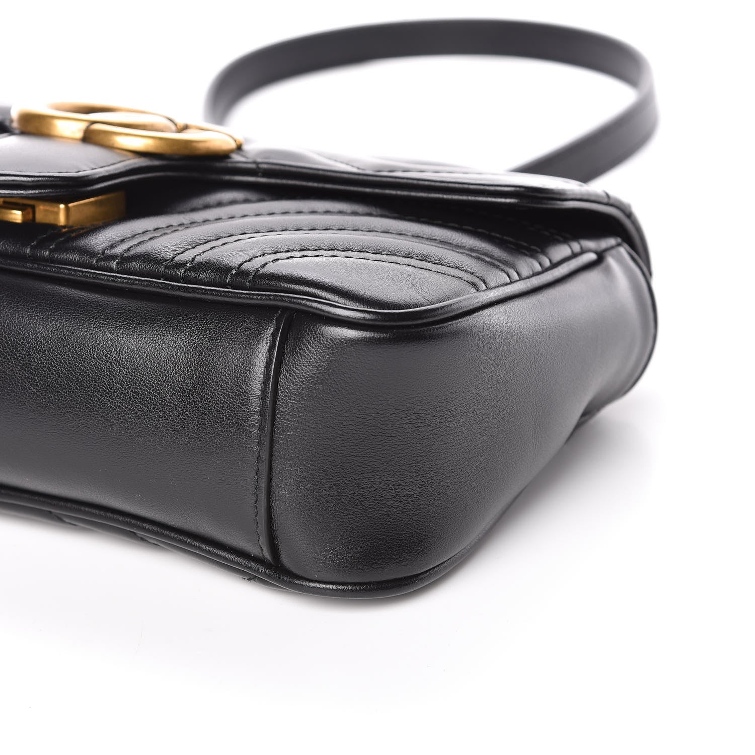 Gucci Calfskin Matelasse Mini GG Marmont Shoulder Bag Black 9 of 11